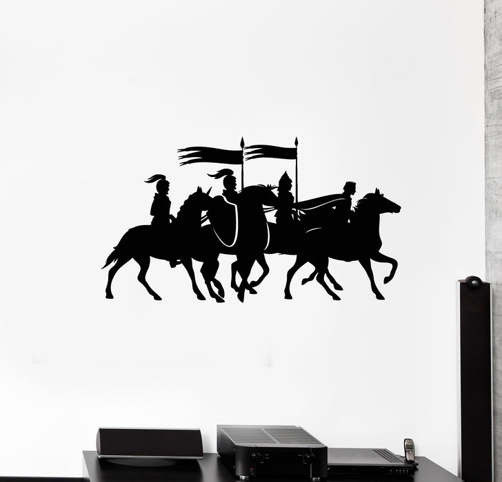 Vinyl Wall Decal Medieval Knight Warriors Riding Horses Stickers Mural (g3677)