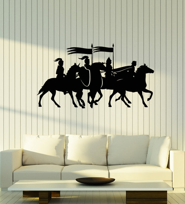 Vinyl Wall Decal Medieval Knight Warriors Riding Horses Stickers Mural (g3677)
