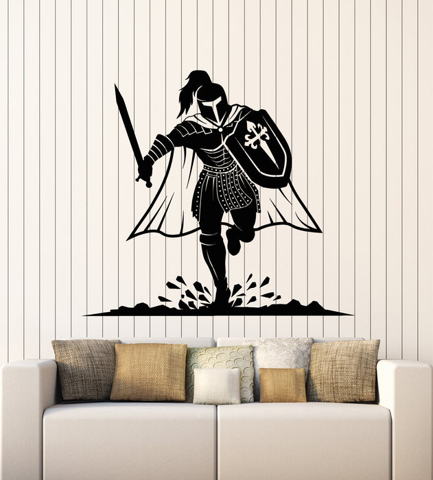 Vinyl Wall Decal Medieval Knight Armor Warrior Shield Sword Helmet Stickers Mural (g2911)