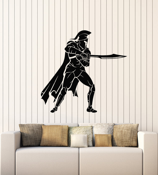 Vinyl Wall Decal Soldier Warrior Military Spartan With Spear Stickers Mural (g4108)