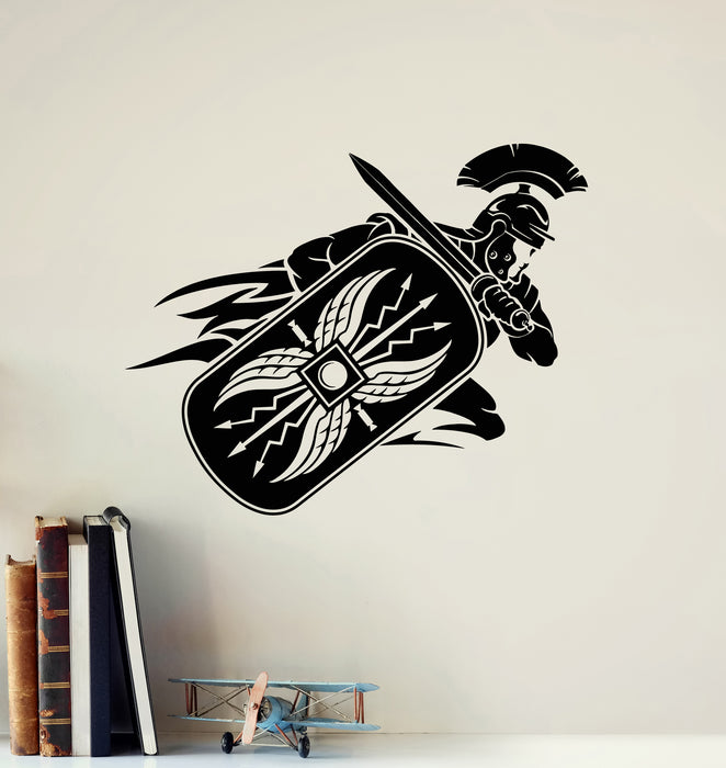 Vinyl Wall Decal Abstract Roman Soldier Charging Centurion Stickers Mural (g6424)