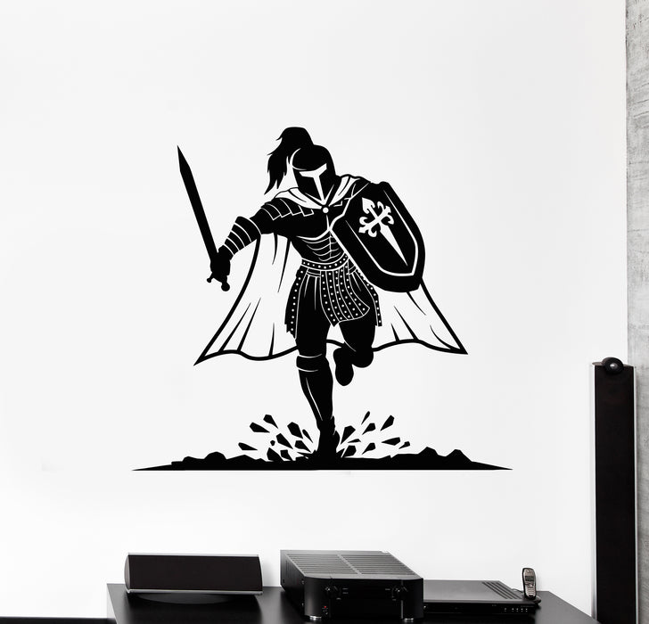 Vinyl Wall Decal Medieval Knight Armor Warrior Shield Sword Helmet Stickers Mural (g2911)