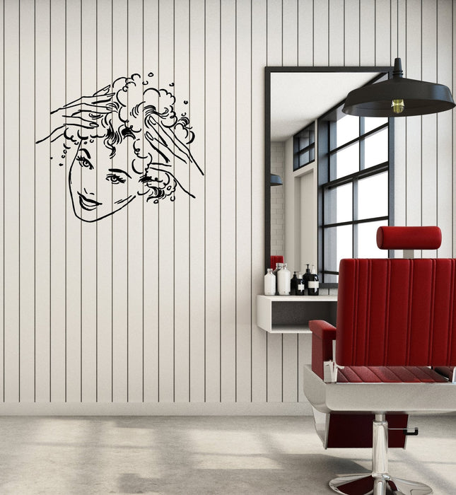 Vinyl Decal Beauty Salon Decor Hair Bath Washing Head Wall Sticker Mural Unique Gift (g103)