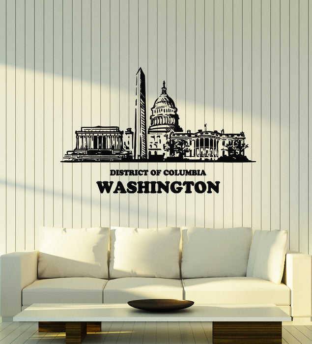 Vinyl Wall Decal Washington DC Skyline District of Columbia Stickers Mural (g7538)