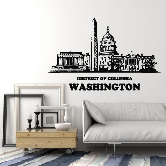Vinyl Wall Decal Washington DC Skyline District of Columbia Stickers Mural (g7538)