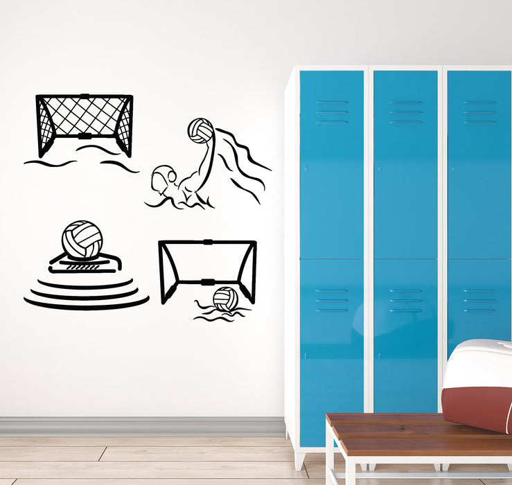 Vinyl Wall Decal Water Polo Players Swimmers Ball Sport Stickers Mural (g5088)