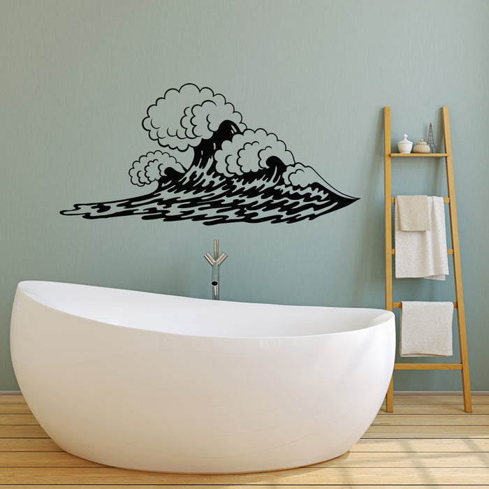 Vinyl Wall Decal Sea Ocean Waves For Bathroom Art Marine Style Stickers Mural (g2724)