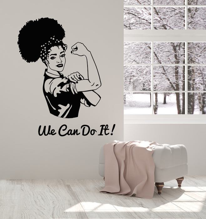 Vinyl Wall Decal Afro Woman Feminism We Can Do It Strength Power Stickers Mural (g1852)