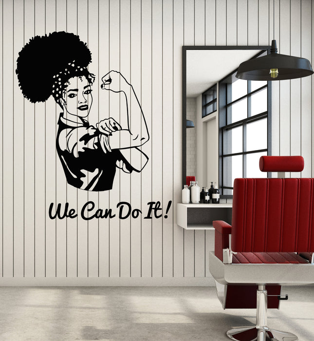 Vinyl Wall Decal Afro Woman Feminism We Can Do It Strength Power Stickers Mural (g1852)