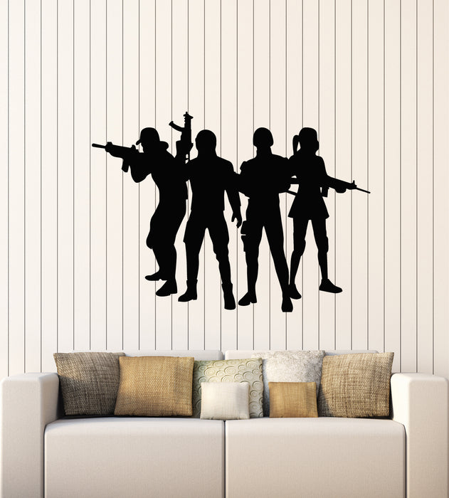 Vinyl Wall Decal Weapons Army Squad Soldiers Military Game Zone Stickers Mural (g4274)