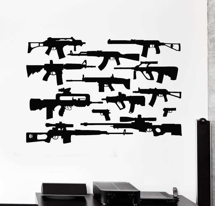 Vinyl Wall Decal Weapons Collection Military Automatic Pistol Stickers Mural (g5712)