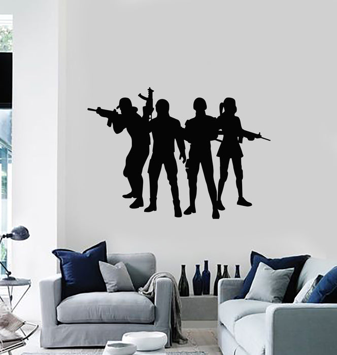 Vinyl Wall Decal Weapons Army Squad Soldiers Military Game Zone Stickers Mural (g4274)