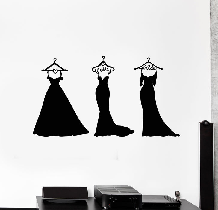 Vinyl Wall Decal Wedding Dress Fashion Clothes Store Room Stickers Mural (g3764)