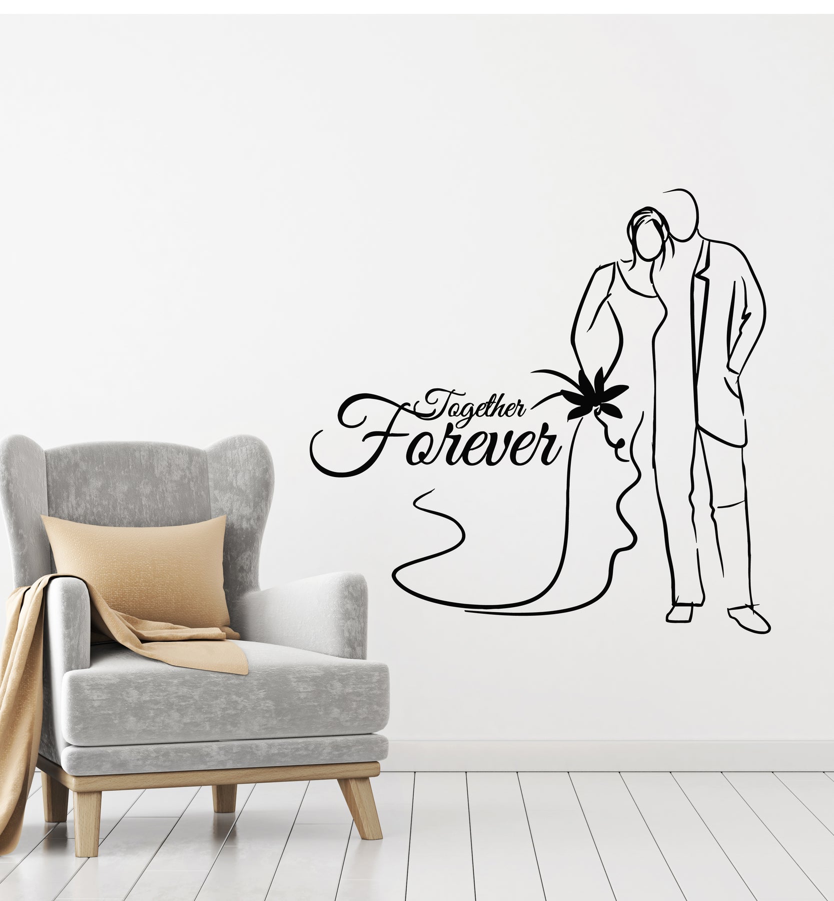 Our Love Never Fails Banner Heart Couple Relationship Marriage Wall Decals  for Walls Peel and Stick wall art murals Black Small 8 Inch 