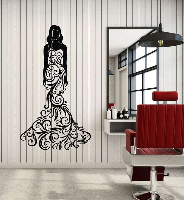 Vinyl Wall Decal Bride Girl Wedding Dress Boutique Fassion Stickers Mural (g7607)