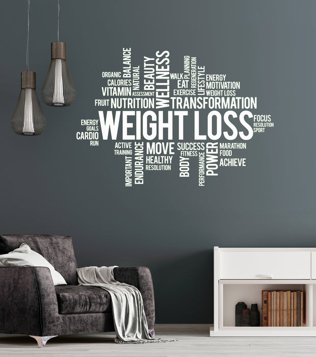 Vinyl Wall Decal Weight Loss Home Gym Fitness Center Diet Health Healthy Lifestyle Stickers Mural (ig6253)
