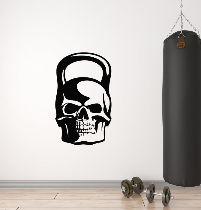 Vinyl Wall Decal Bodybuilding Gym Iron Sport Weight Skull Bones Stickers Mural (g4608)