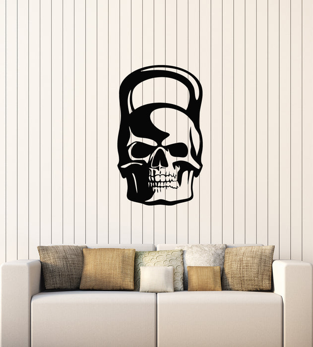 Vinyl Wall Decal Bodybuilding Gym Iron Sport Weight Skull Bones Stickers Mural (g4608)