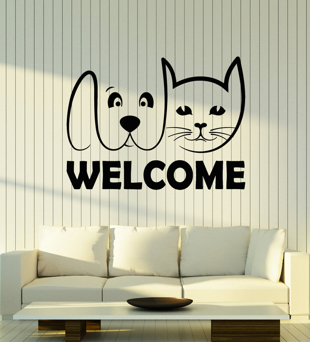 Vinyl Wall Decal Welcome Pet Shop Cat Dog Grooming Animal Decor Stickers Mural (g2729)
