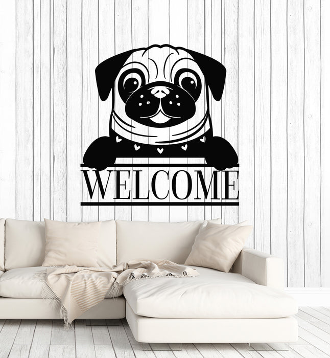 Vinyl Wall Decal Words Welcome Dog Pet Home Sweet Home Stickers Mural (g6093)