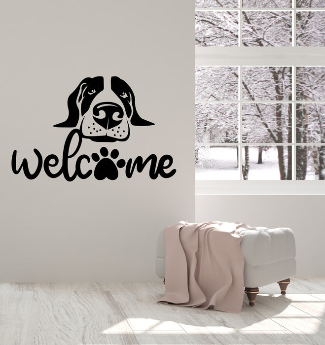 Welcome Vinyl Wall Decal Inscription Funny Dog Decor for Pets Store Stickers Mural (k152)
