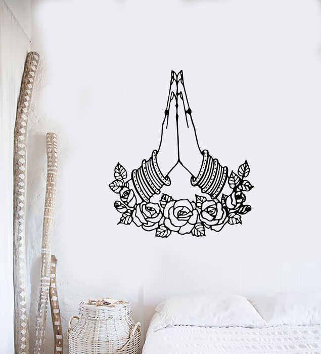 Vinyl Wall Decal Welcome Namaste Hands Yoga Meditation Room Stickers Mural (g4406)