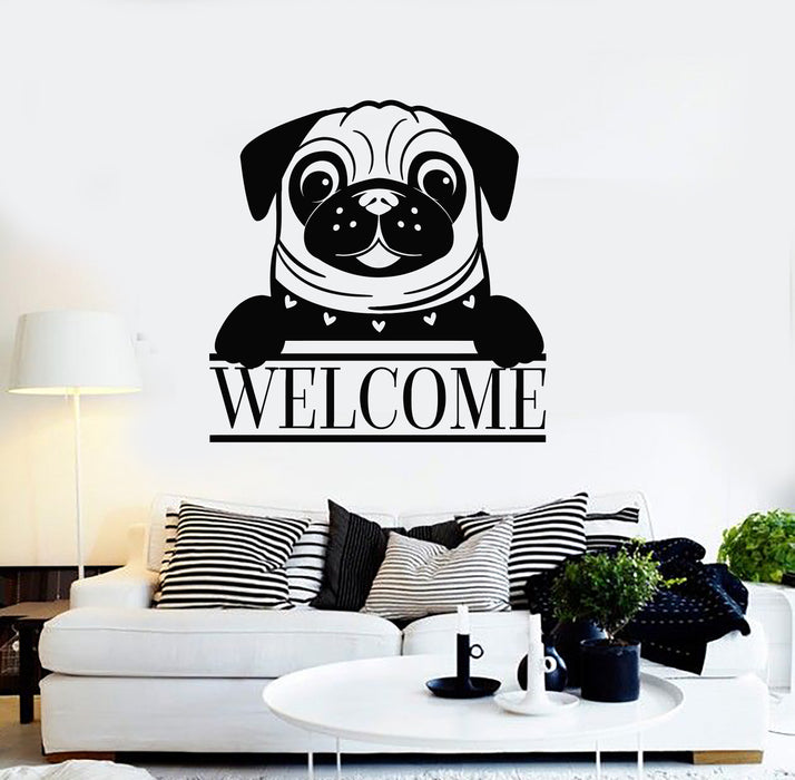 Vinyl Wall Decal Words Welcome Dog Pet Home Sweet Home Stickers Mural (g6093)