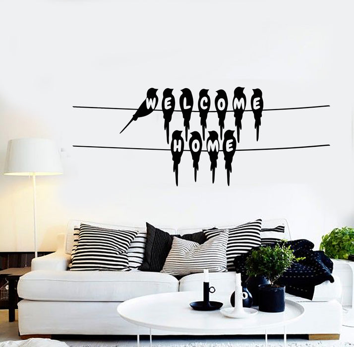 Vinyl Wall Decal Lettering Welcome Home Living Room Birds Stickers Mural (g7892)