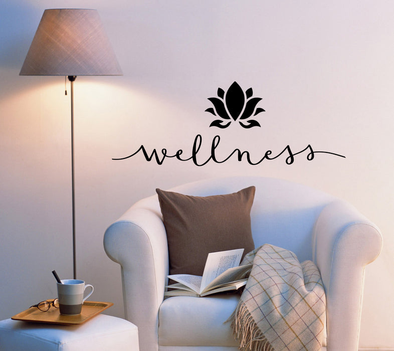 Vinyl Wall Decal Wellness Lotus Health Yoga Meditation Center Massage Relax Stickers ig6241 (22.5 in X 8.5 in)