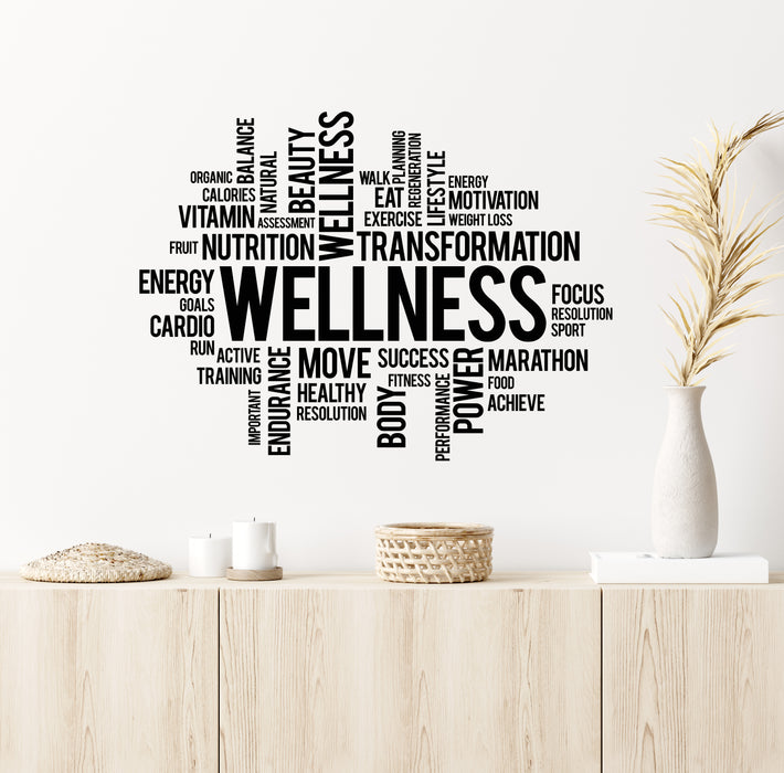 Vinyl Wall Decal Wellness Words Spa Beauty Nutrition Home Gym Stickers Mural (ig6444)