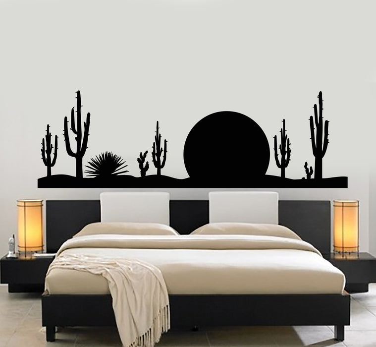 Vinyl Wall Decal Western Cactus Sunset Wild West Desert Nature Stickers Mural (g1093)