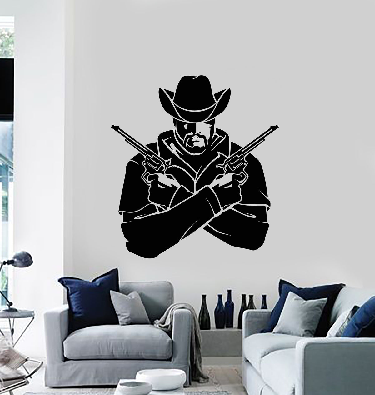 Wall Sticker Cowboy Wanted Texas Wild West Robber Outlaw Decor For Bedroom  z1507
