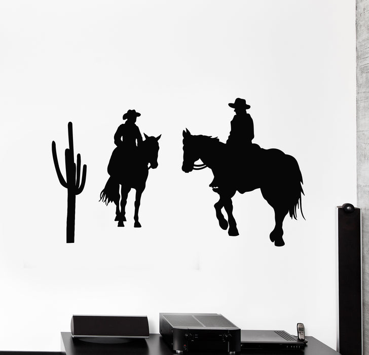 Vinyl Wall Decal Cowboys Western Cactus Texas Wild West Boys Room Stickers Mural (g861)