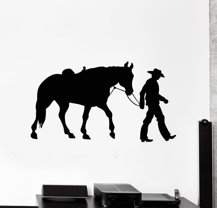 Vinyl Wall Decal Western Cowboy Horse Raser Wild West Movie Stickers Mural (g6666)