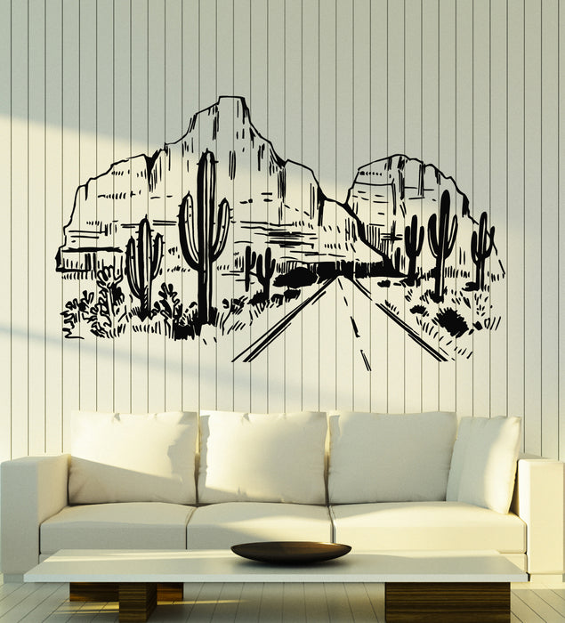 Vinyl Wall Decal Sketch Cacti Desert Western American Landscape Stickers Mural (g7088)