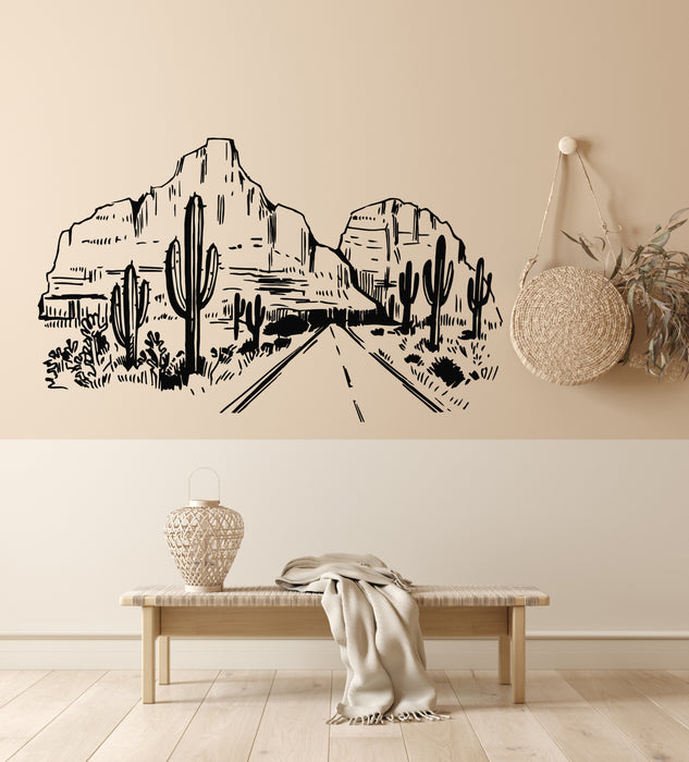 Vinyl Wall Decal Sketch Cacti Desert Western American Landscape Stickers Mural (g7088)