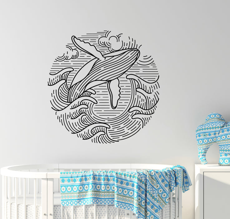 Vinyl Wall Decal Ocean Waves Sea Animal Whale Decoration Stickers Mural (g6137)