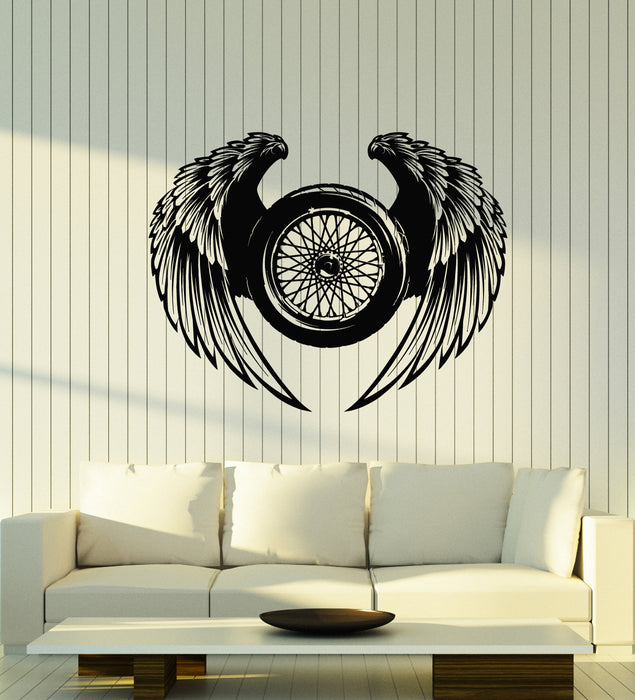 Wheel Ceiling Sticker Vinyl Wall Decal Garage Decor Wheel Wings Driver Car Repair Stickers M ...