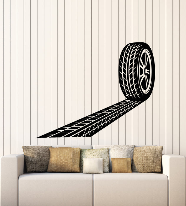 Vinyl Wall Decal Tire Track Closeup Wheel Garage Trail Auto Service Stickers Mural (g8029)