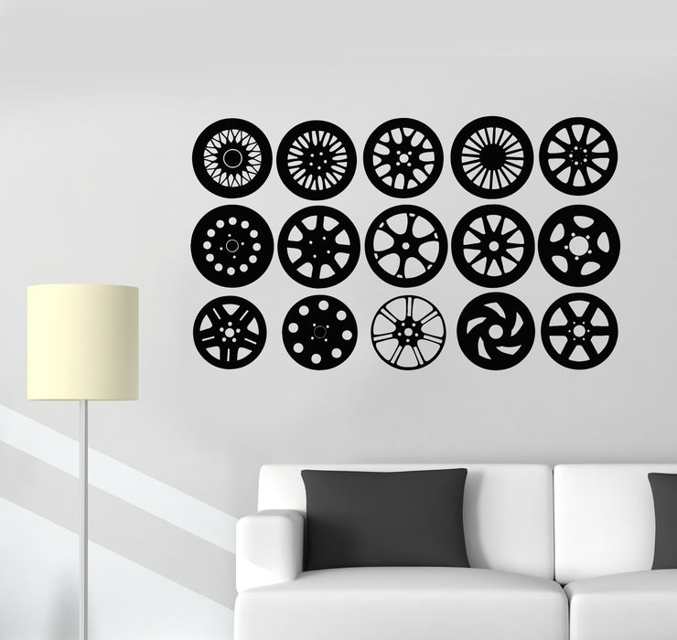 Vinyl Wall Decal Auto Garage Repair Service Car Wheels Pattern Stickers Mural (g6032)