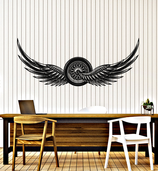 Vinyl Wall Decal Speed Wings Wheel Auto Repair Garage Decor Stickers Mural (g7726)