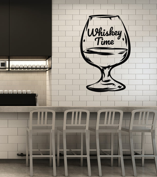 Vinyl Wall Decal Glass Drinks Alcohol Bar Pub Whiskey Time Stickers Mural (g4395)
