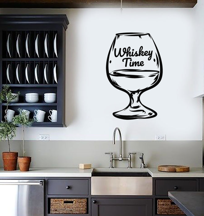 Vinyl Wall Decal Glass Drinks Alcohol Bar Pub Whiskey Time Stickers Mural (g4395)