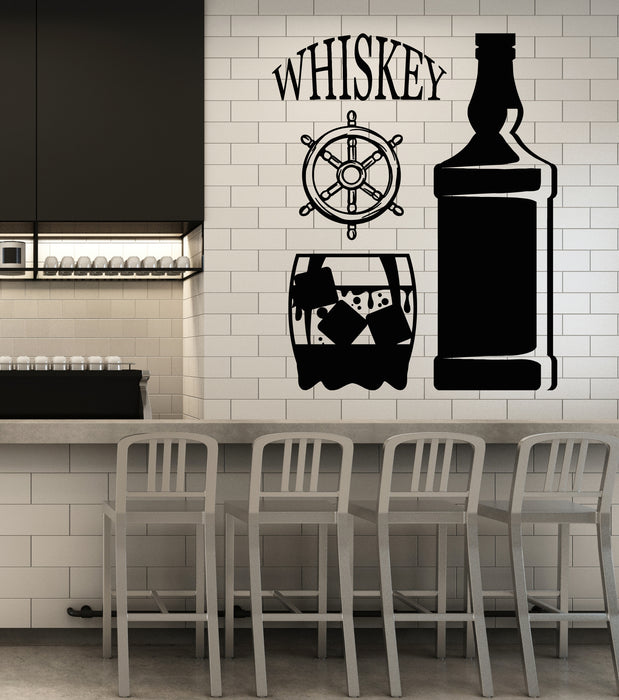 Vinyl Wall Decal Whiskey Bottle Drinking Bottle Pub Alcohol Bar Stickers Mural (g6763)