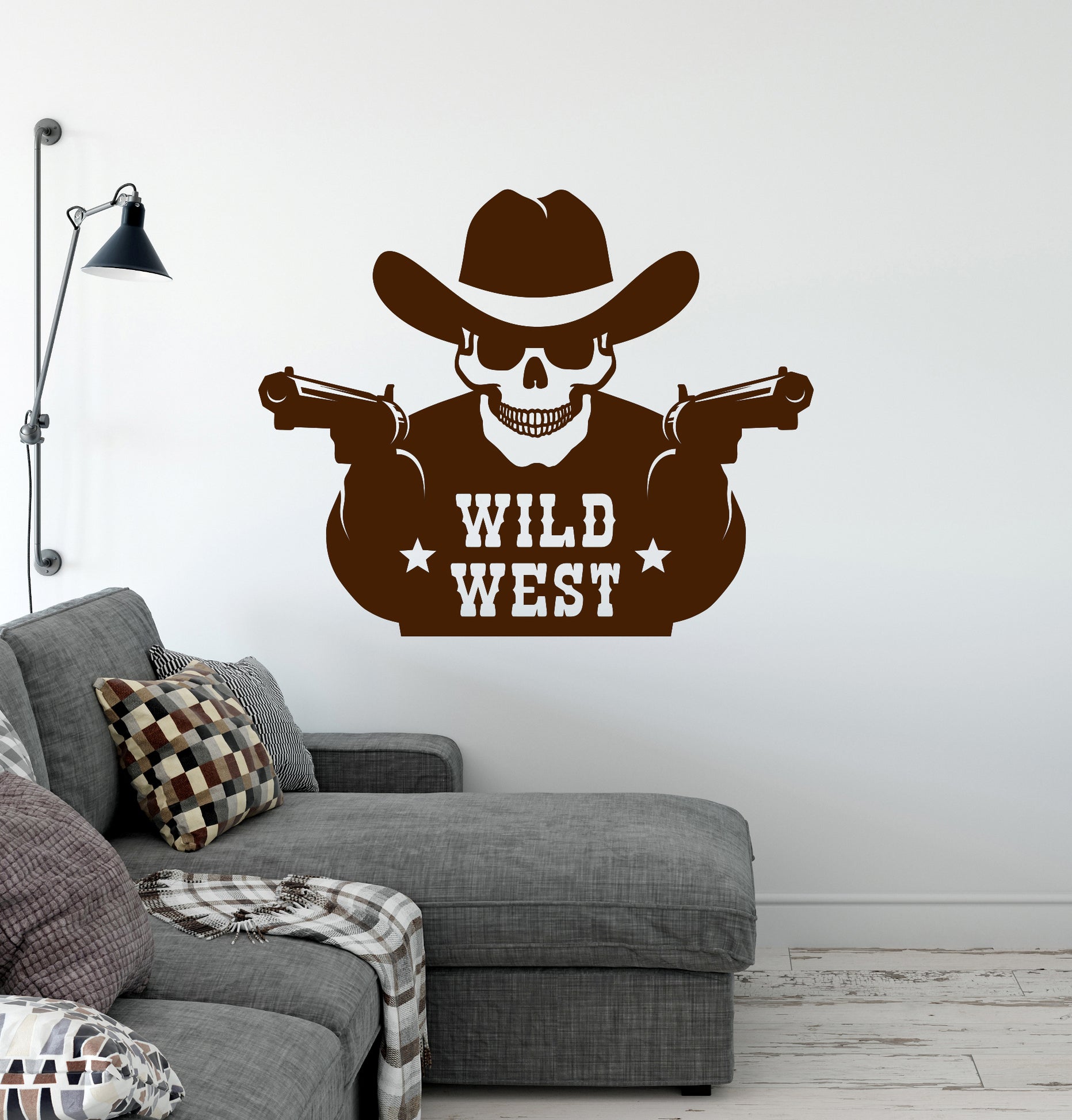 Vinyl Wall Decal Wild West Cowboy Skeleton Skull Guns Stickers Mural ...