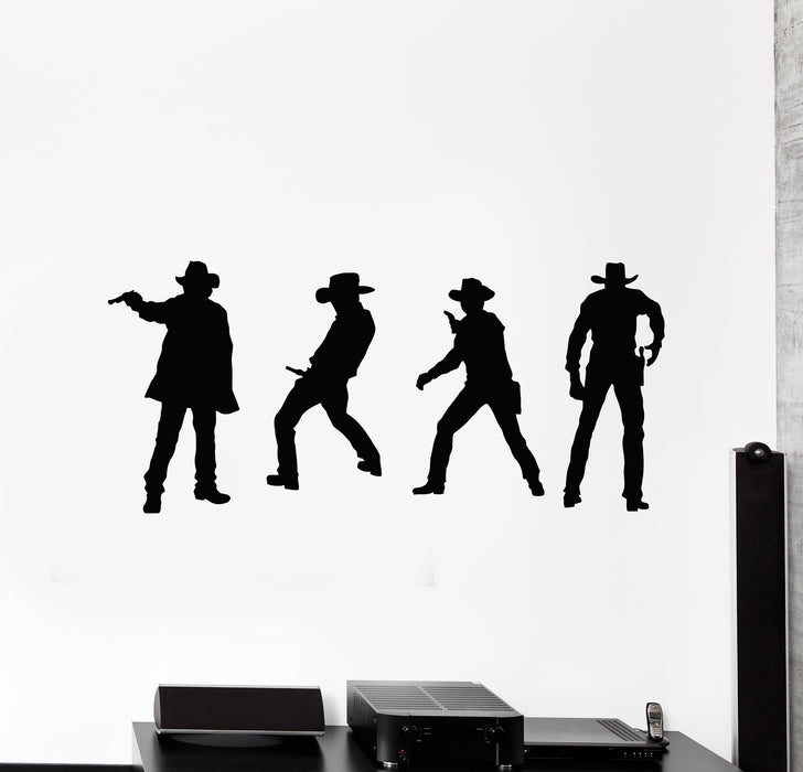 Vinyl Wall Decal Western Ranch Cowboy Silhouette Texas Wild West Stickers Mural (g2292)