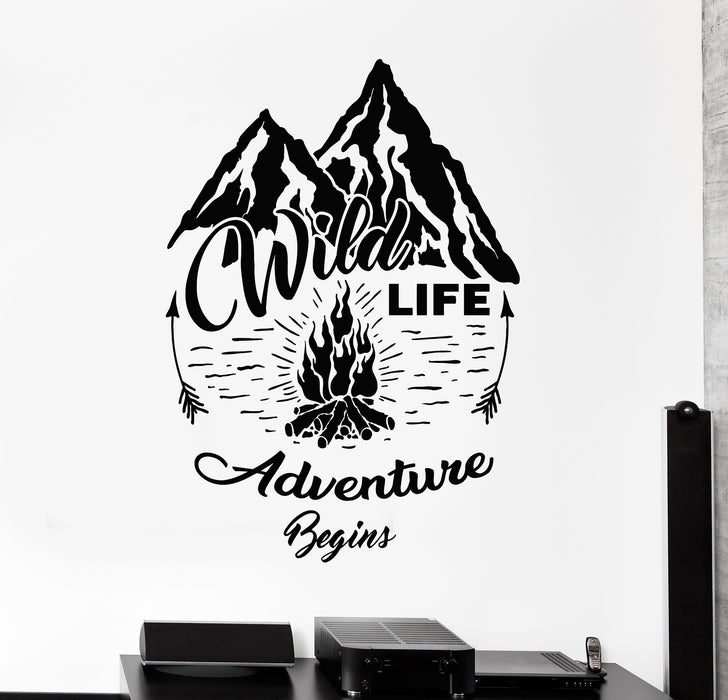 Vinyl Wall Decal Wild Life Adventure Begins Mountains Camping Stickers Mural (g5619)