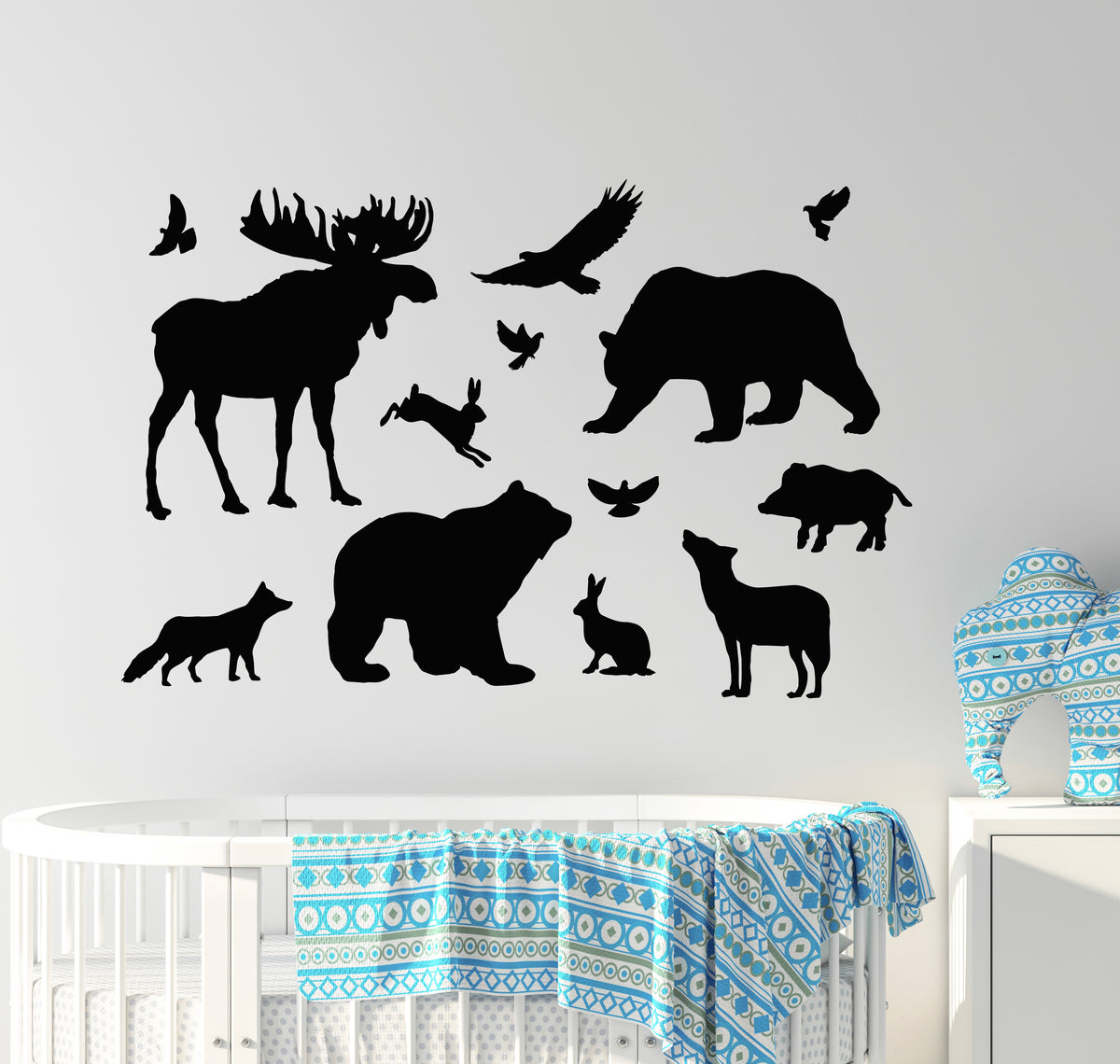 Wildebees Sticker Vinyl Wall Decal Elk Bear Birds Hare Wolf Fox Wild Animals Stickers Mu ...
