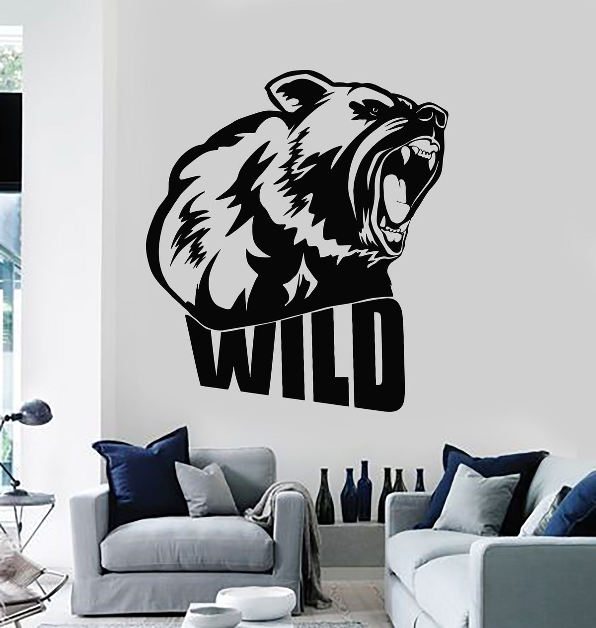 Vinyl Wall Decal Wild Grizzly Bear Tribal Predator Animal Stickers Mur ...