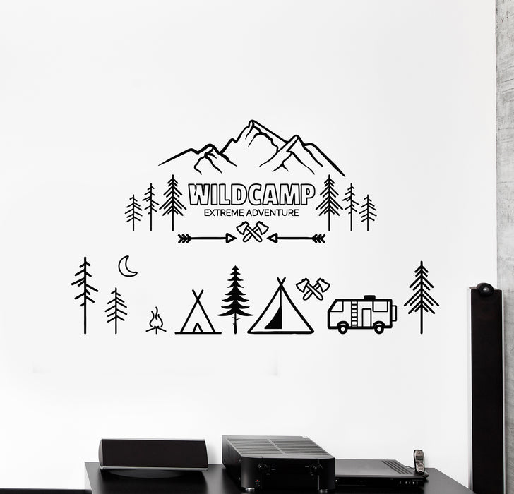 Vinyl Wall Decal Extreme Adventure Awaits Wild Camp Camping Stickers Mural (g4409)